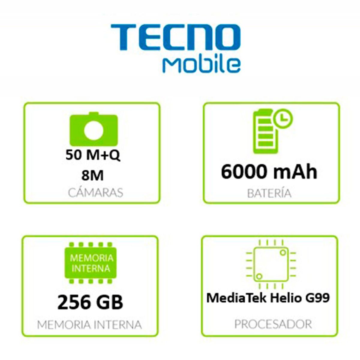 TECNO MOBILE - Celular Tecno Mobile POVA 5 256GB | 8GB RAM | Cámara posterior 50MP | Cámara frontal 8MP | Pantalla 6,78 pulgadas + Mediatek Helio G99