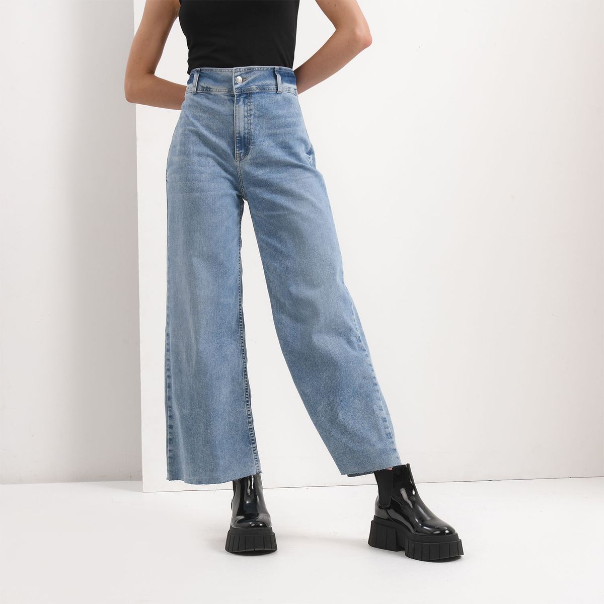 SYBILLA - Jean Marine Mujer Tiro medio de Algodón Sybilla