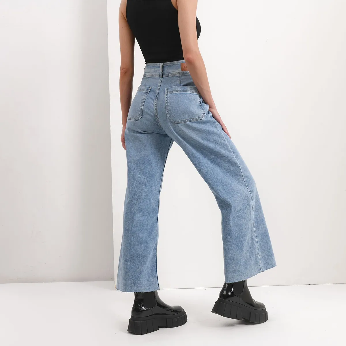 SYBILLA - Jean Marine Mujer Tiro medio de Algodón Sybilla