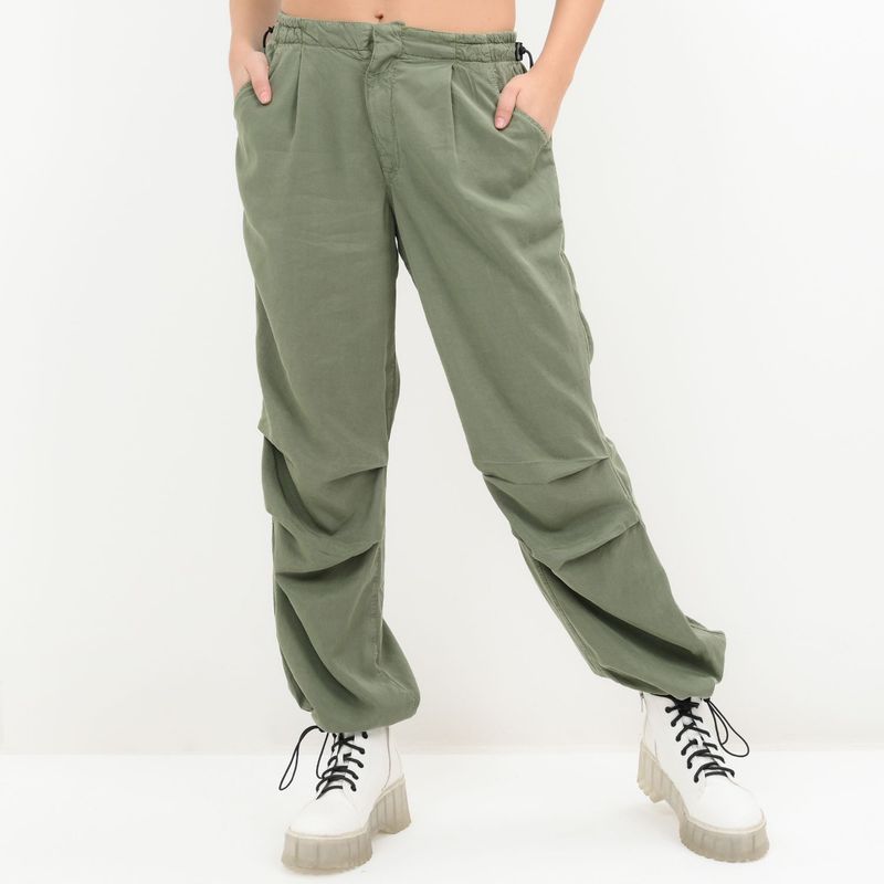 SYBILLA - Pantalón Parachute para Mujer Tiro medio Sybilla