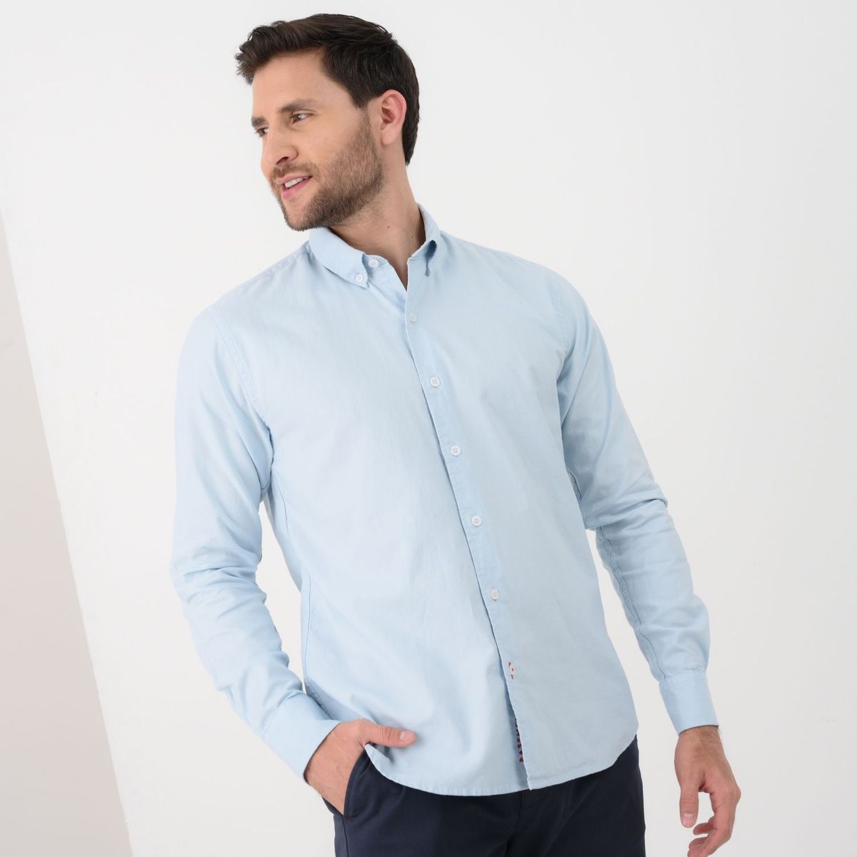 BASEMENT - Camisa para Hombre Manga larga Slim Basement