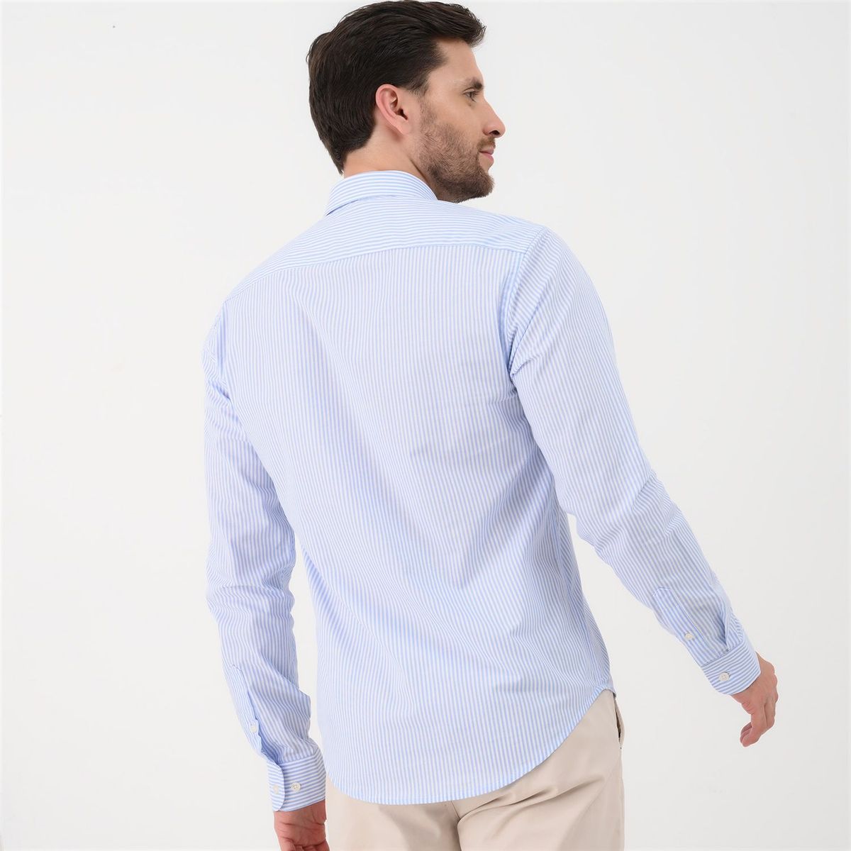 BASEMENT - Camisa para Hombre de Rayas Manga larga Slim Basement