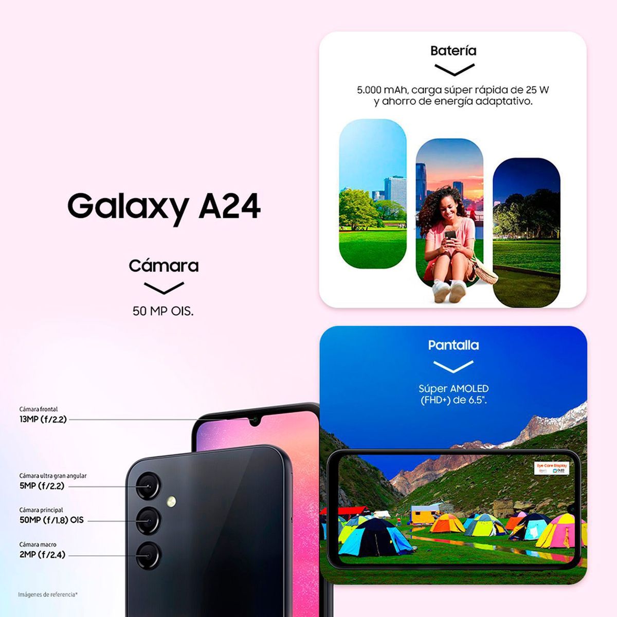 SAMSUNG - Celular Samsung Galaxy A24 128GB 4GB RAM| cámara posterior 50MP| cámara frontal 13MP| pantalla 6|5"| memoria expandible hasta 512GB