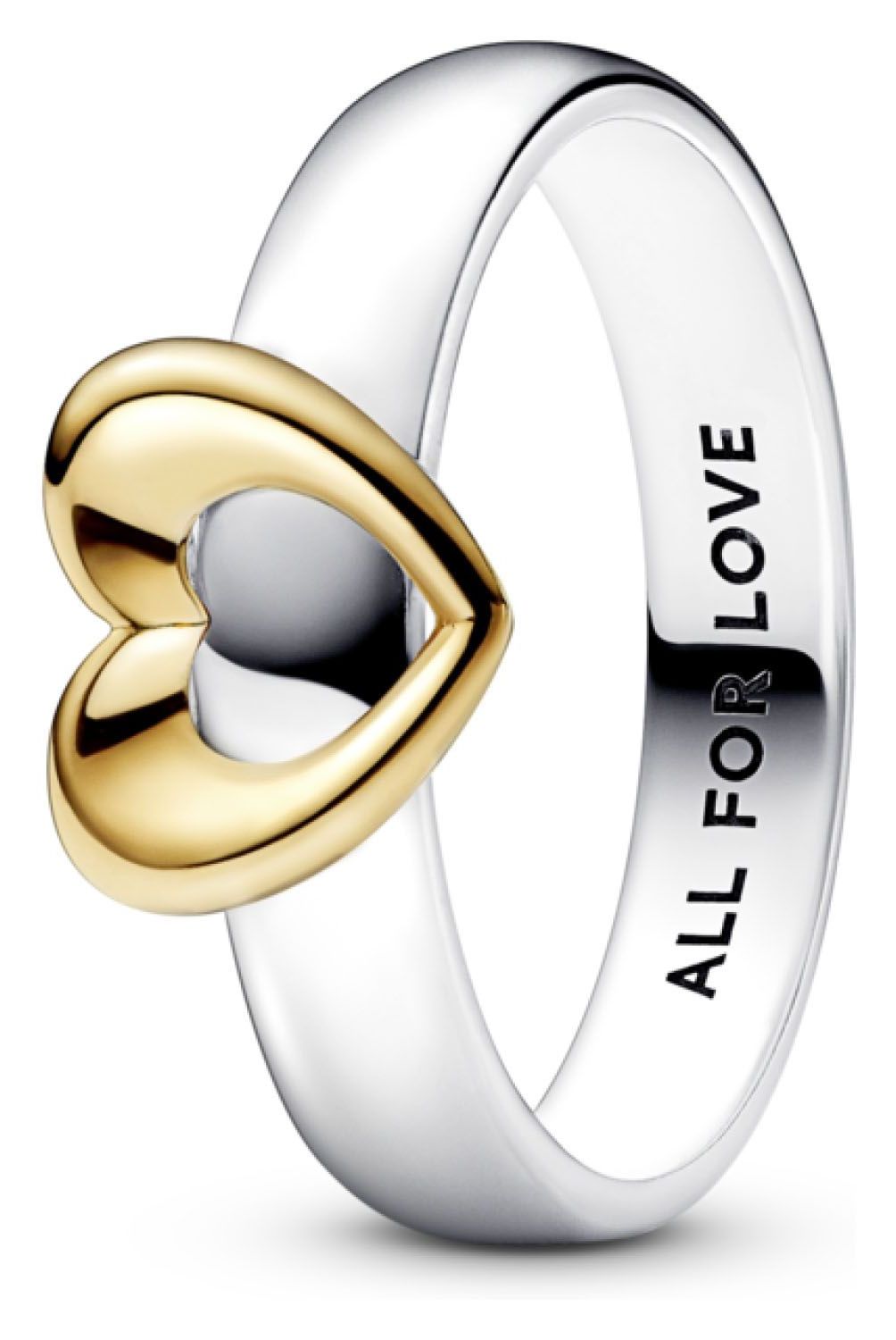 PANDORA - Anillo Pandora Corazón Brillante Deslizante en Plata Esterlina y Recubrimiento en Oro