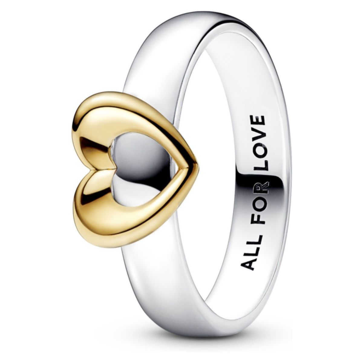 PANDORA - Anillo Pandora Corazón Brillante Deslizante en Plata Esterlina y Recubrimiento en Oro