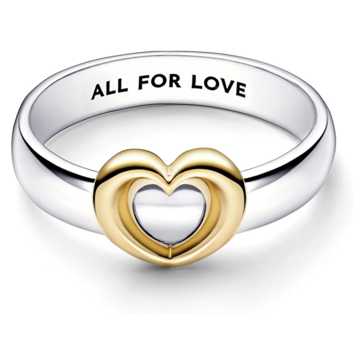 PANDORA - Anillo Pandora Corazón Brillante Deslizante en Plata Esterlina y Recubrimiento en Oro