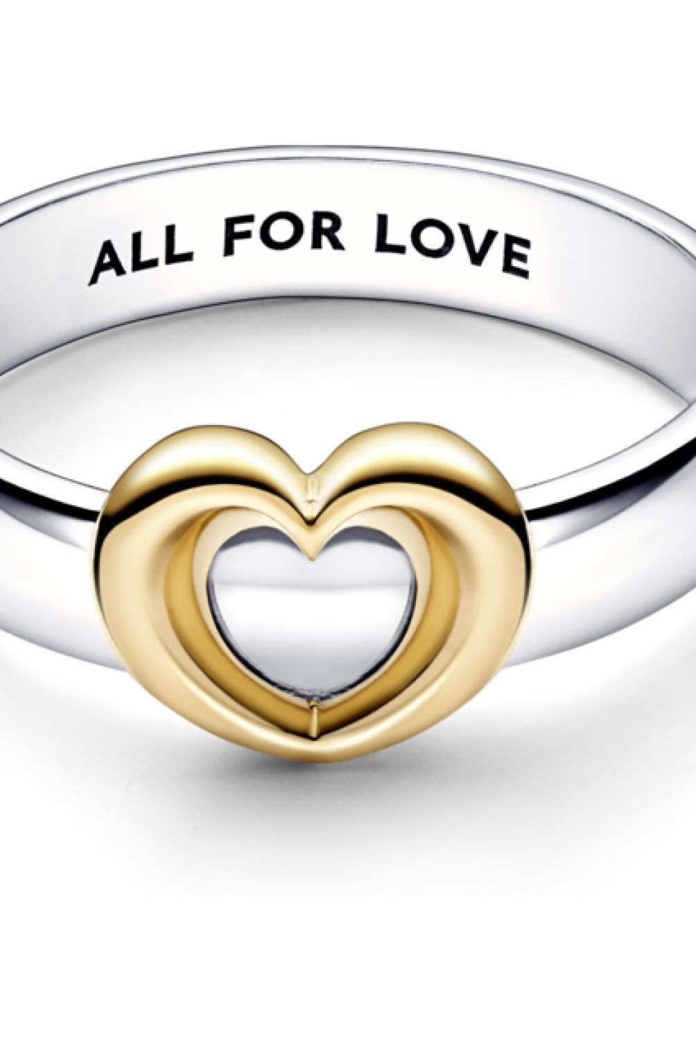 PANDORA - Anillo Pandora Corazón Brillante Deslizante en Plata Esterlina y Recubrimiento en Oro