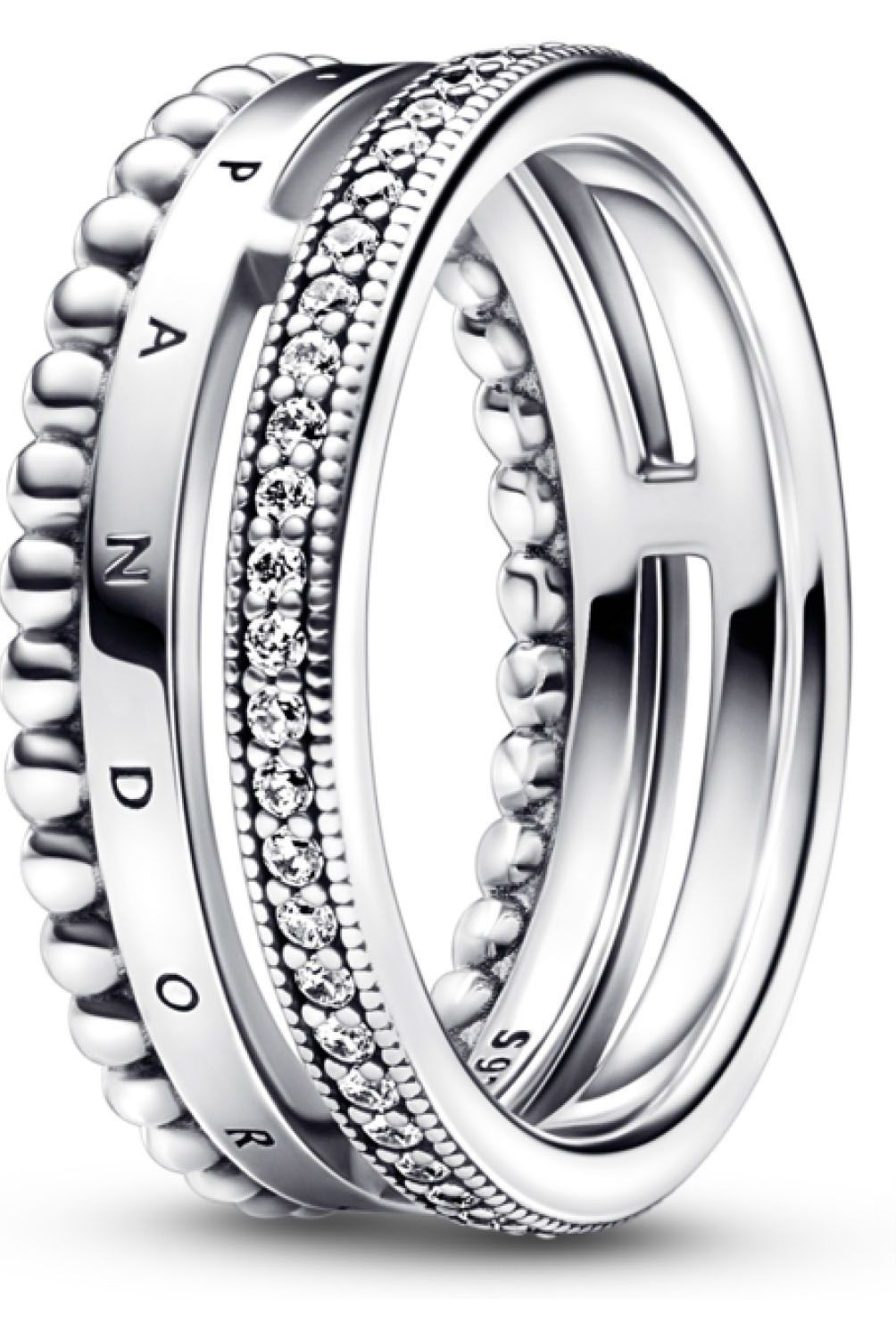 PANDORA - Anillo Pandora Insignia Pavé y Esferas Plata Esterlina