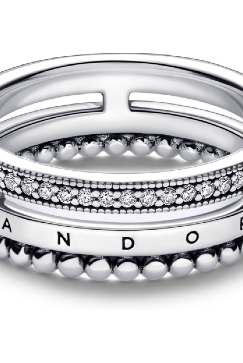 PANDORA - Anillo Pandora Insignia Pavé y Esferas Plata Esterlina