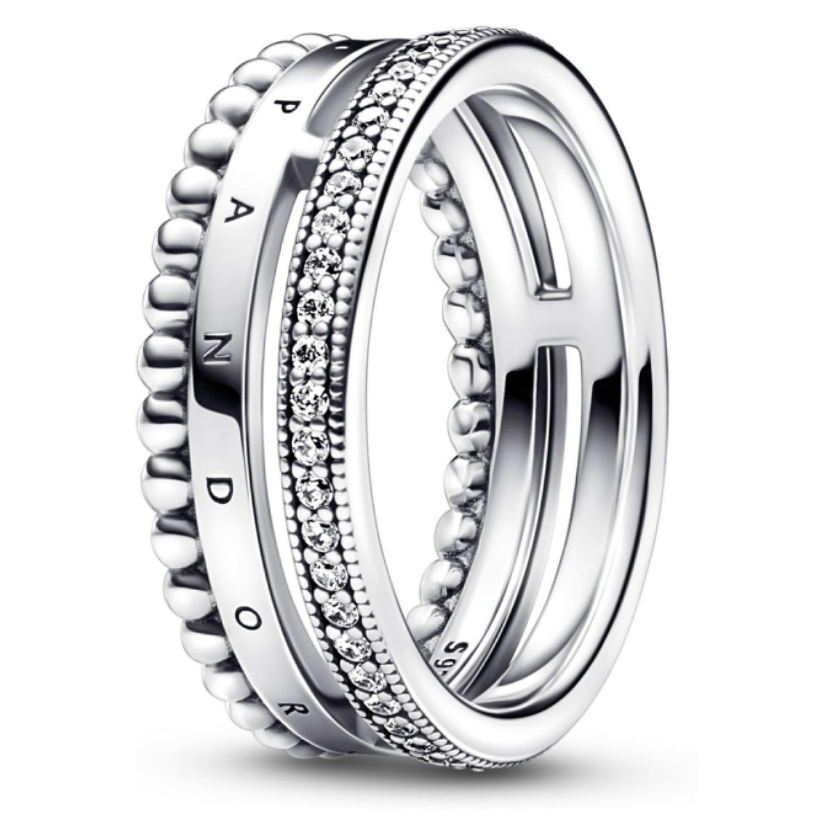 PANDORA - Anillo Pandora Insignia Pavé y Esferas Plata Esterlina