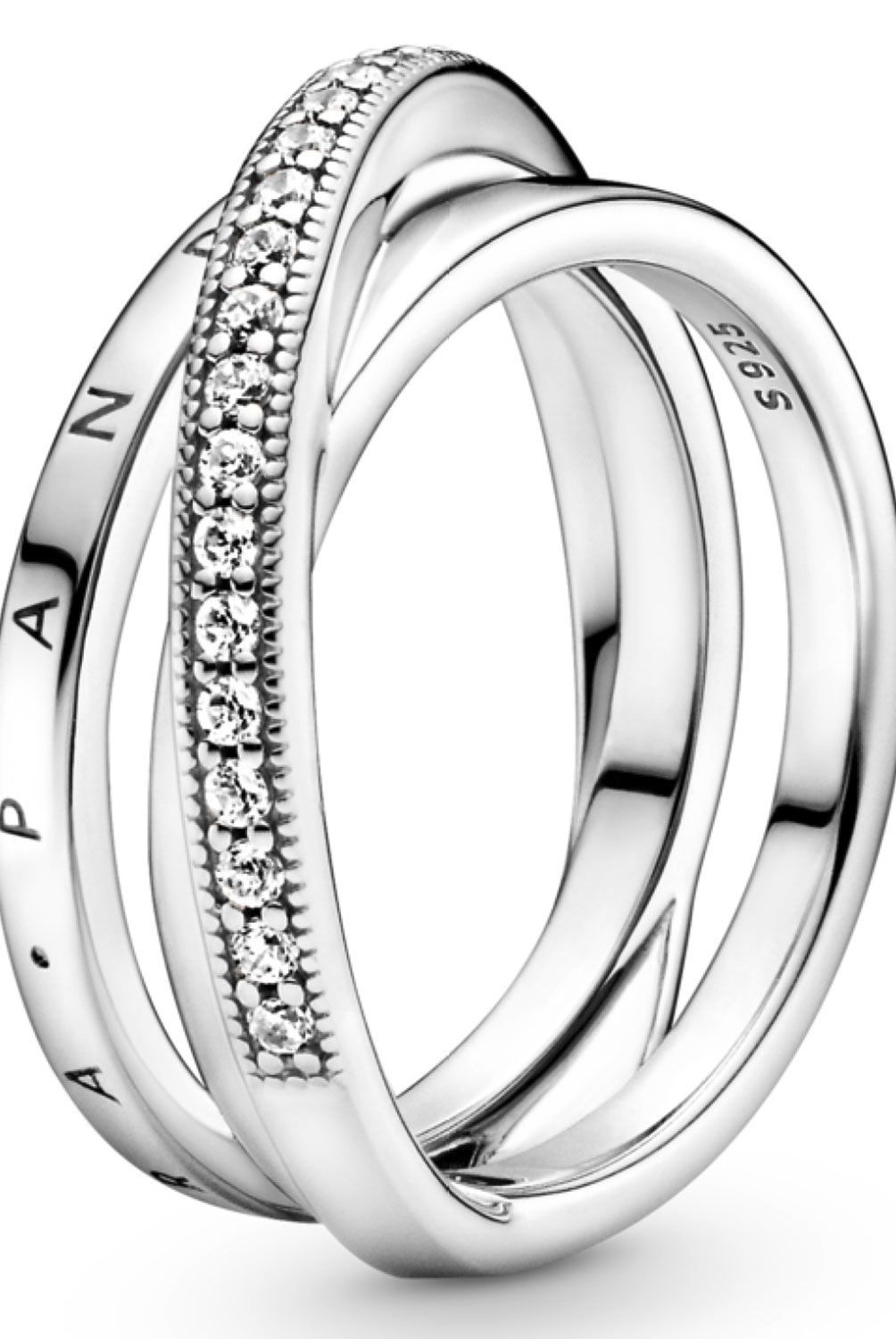 PANDORA - Anillo Pandora Cruzado Triple Banda Plata Esterlina 