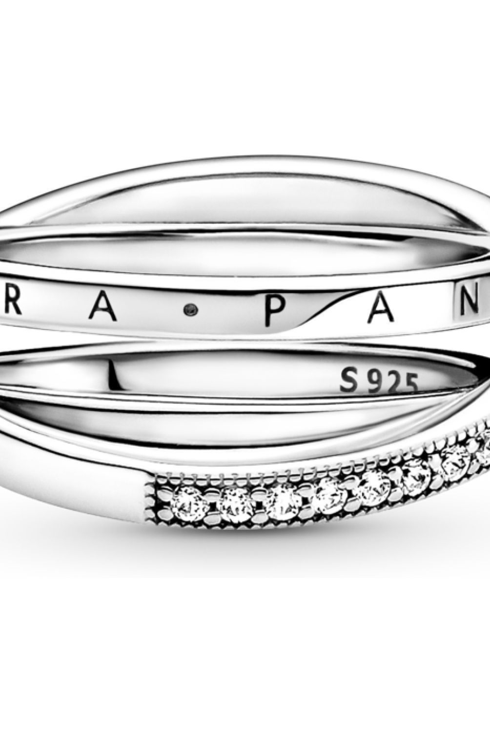 PANDORA - Anillo Pandora Cruzado Triple Banda Plata Esterlina 
