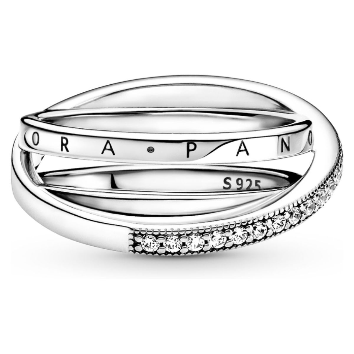 PANDORA - Anillo Pandora Cruzado Triple Banda Plata Esterlina 