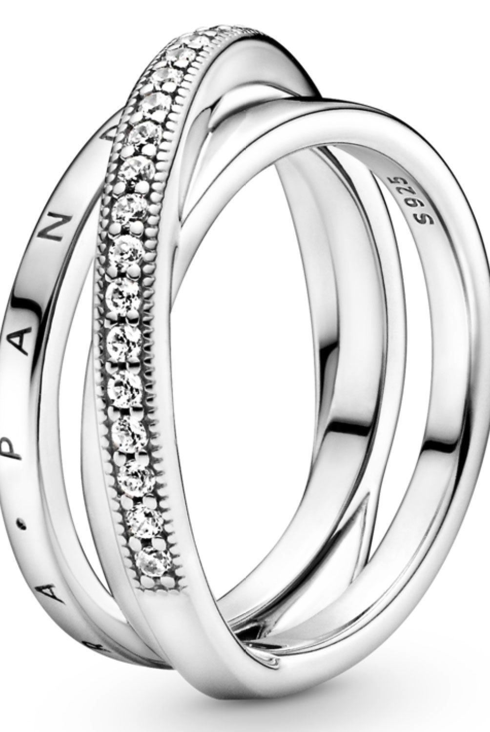 PANDORA - Anillo Pandora Cruzado Triple Banda Plata Esterlina 