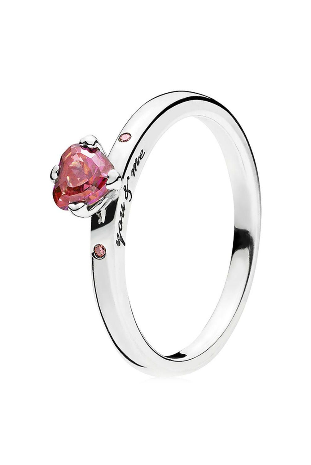 PANDORA - Anillo Pandora Corazón Rojo Reluciente en Plata Esterlina