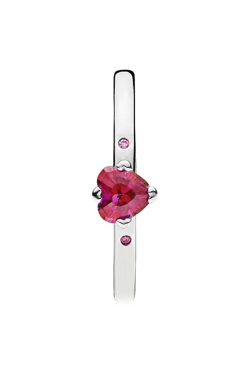 PANDORA - Anillo Pandora Corazón Rojo Reluciente en Plata Esterlina