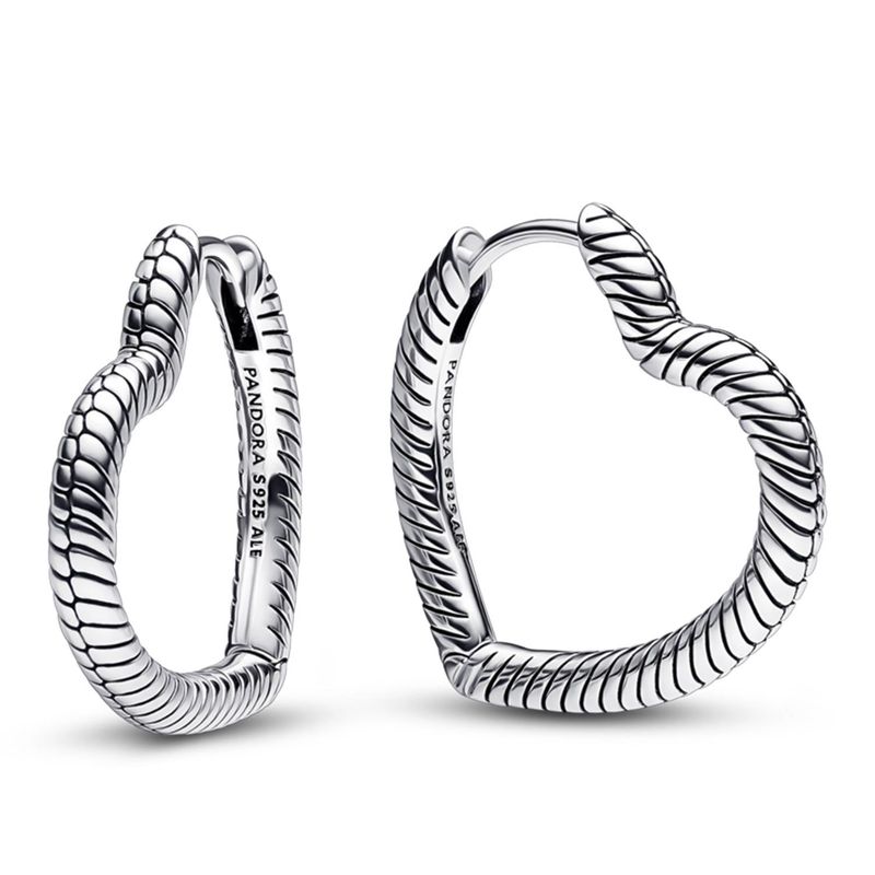 PANDORA - Aretes Pandora Aro Moments Corazón para Charm Plata Esterlina