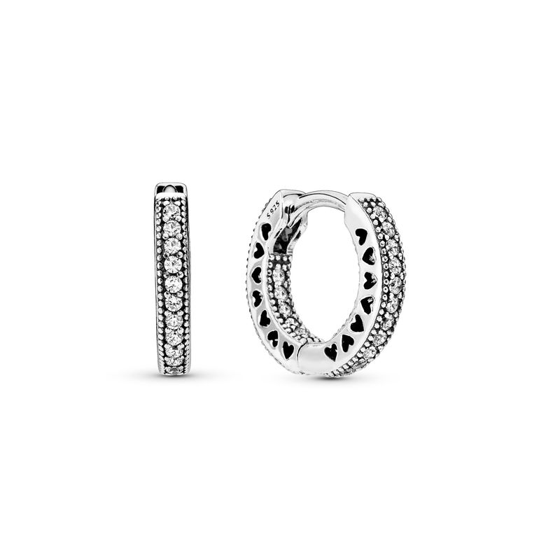 PANDORA - Aretes Pandora aro Corazones pequeños Plata Esterlina