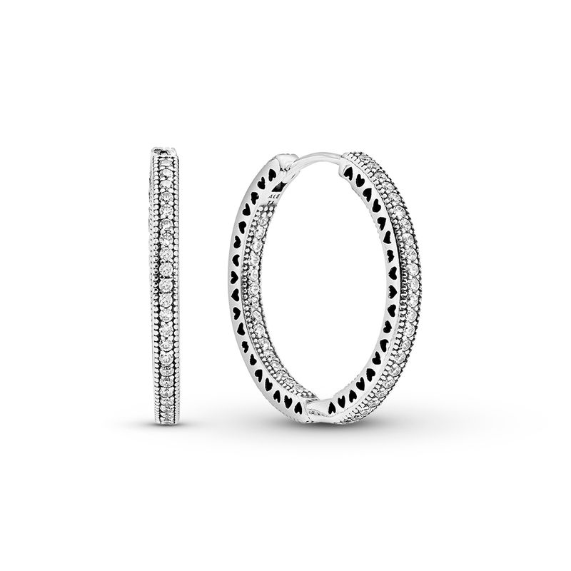 PANDORA - Aretes Pandora aro Corazones grandes Plata Esterlina