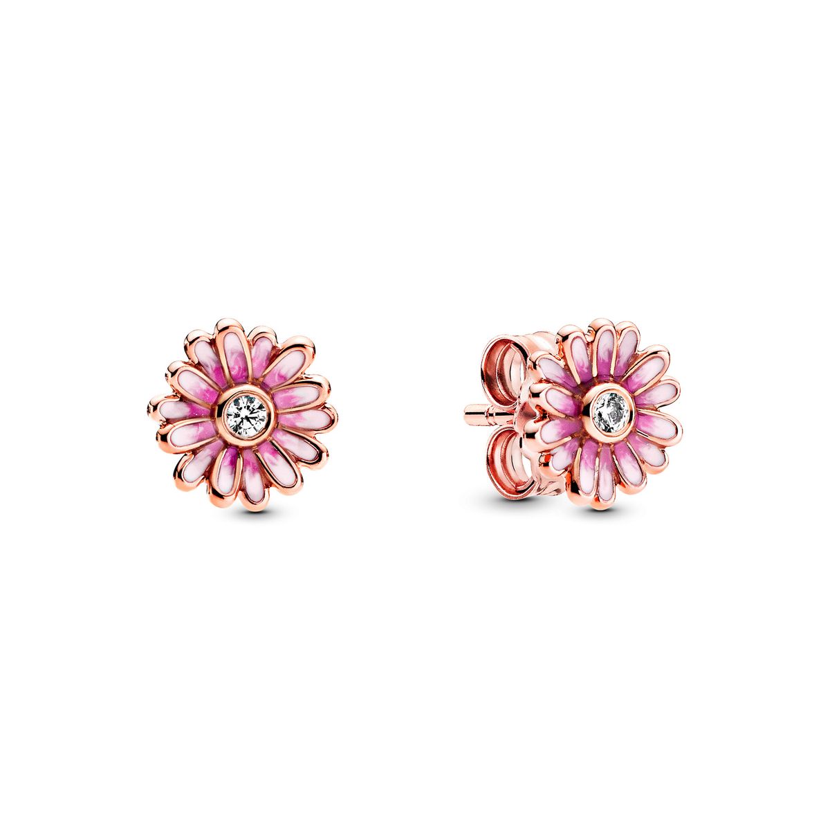 PANDORA - Aretes Pandora Botón Margarita Rosa Recubrimiento en Oro Rosa