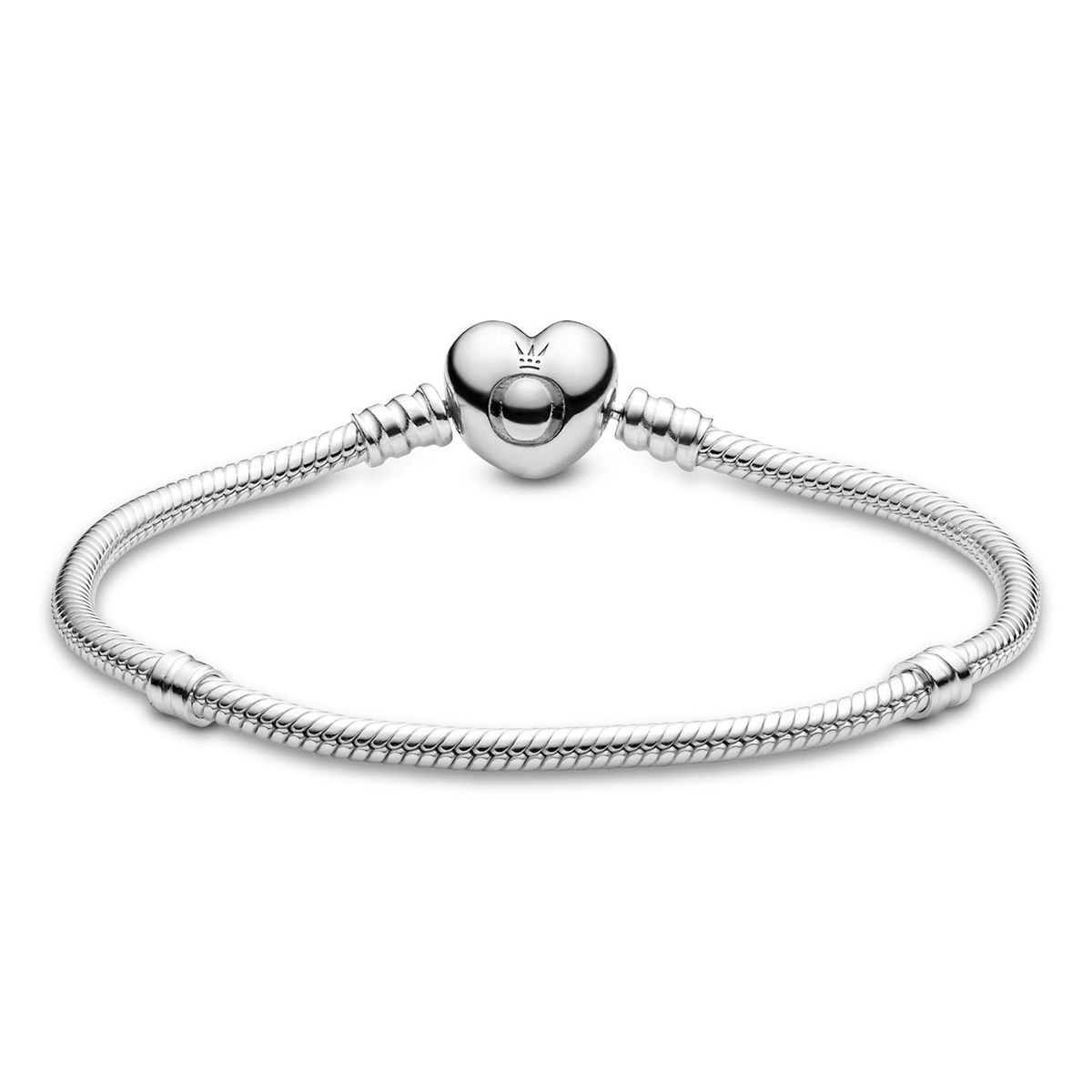 PANDORA - Brazalete Pandora Moments Cadena de Serpiente Cierre de Corazón Plata Esterlina