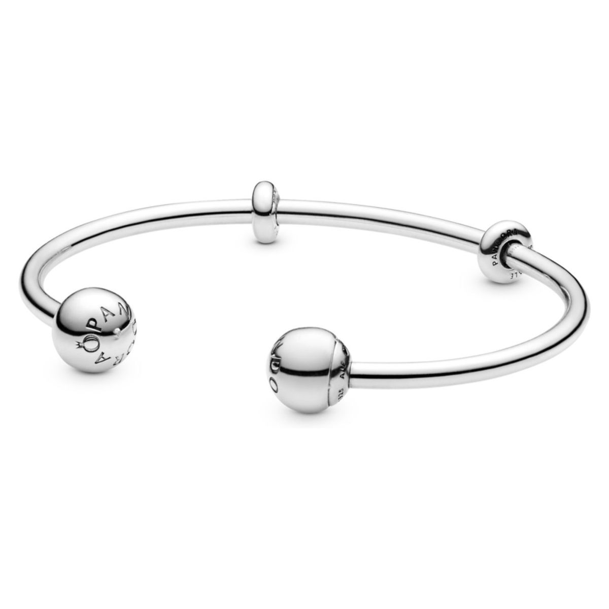 PANDORA - Brazalete Pandora Moments abierta con cierres Pavé para charms Plata Esterlina