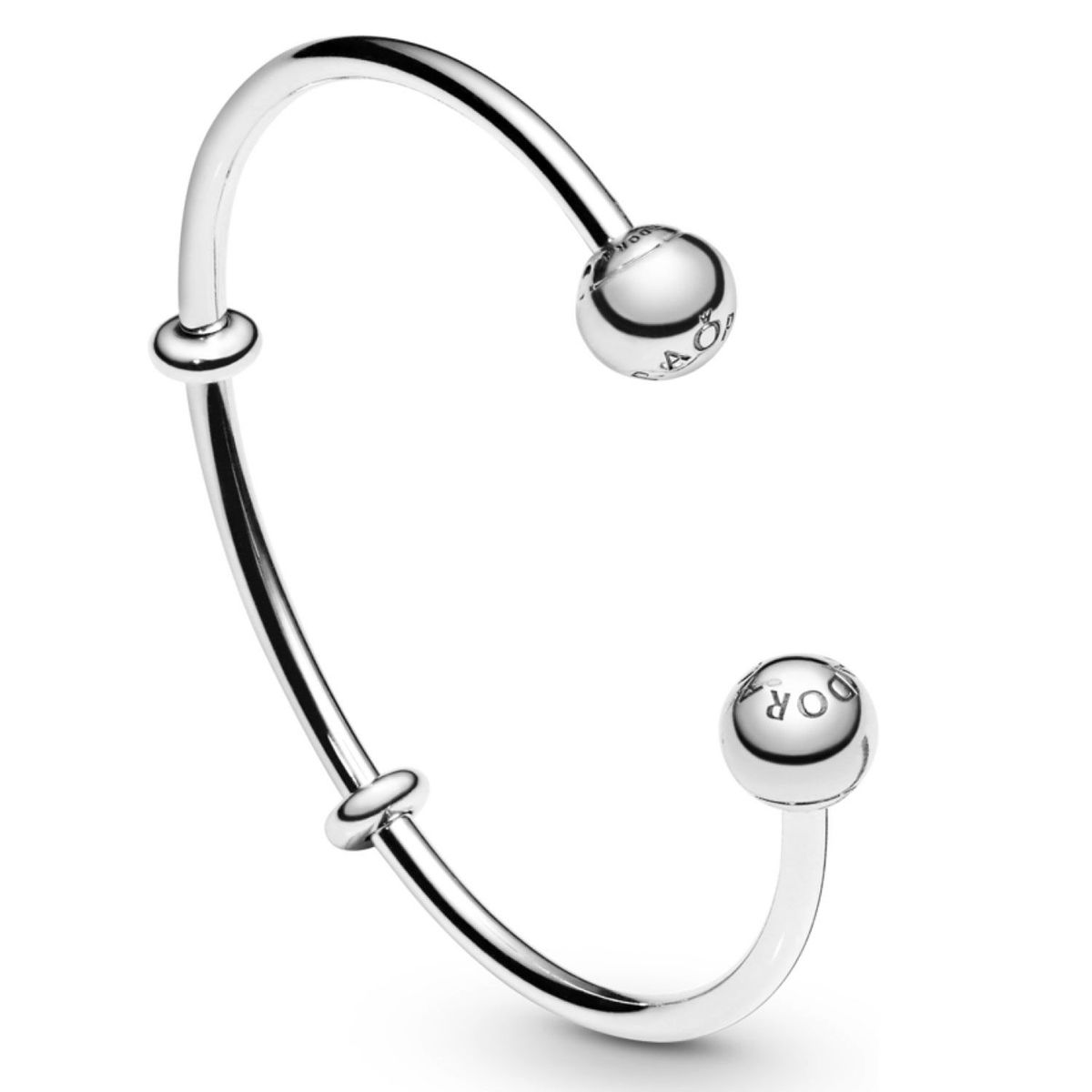 PANDORA - Brazalete Pandora Moments abierta con cierres Pavé para charms Plata Esterlina
