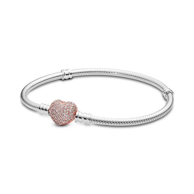 PANDORA - Brazalete Pandora Brillante Corazon Recubrimiento en Oro Rosa