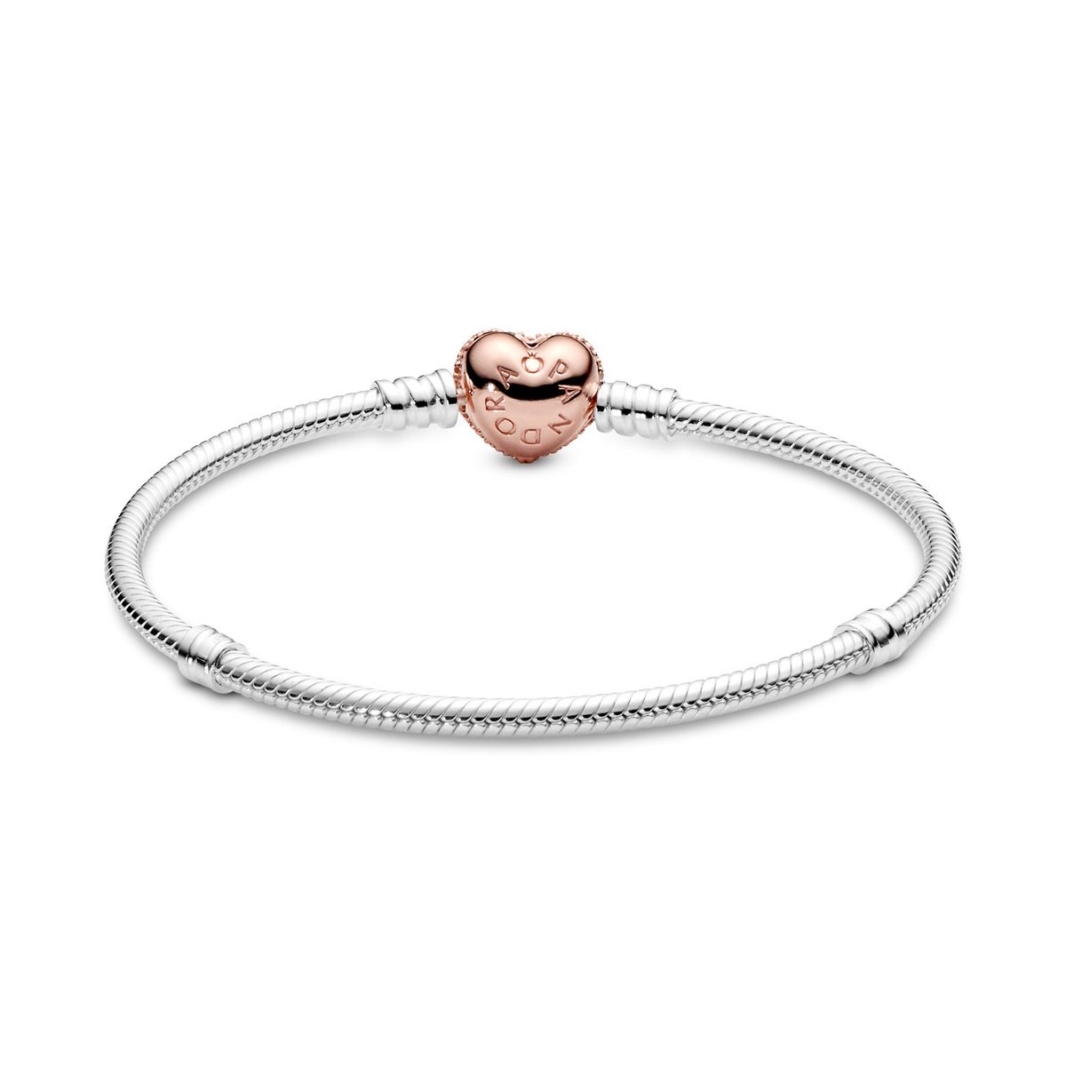 PANDORA - Brazalete Pandora Brillante Corazon Recubrimiento en Oro Rosa