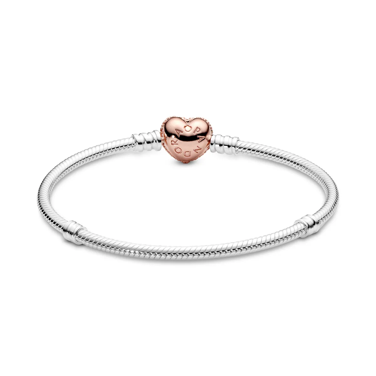 PANDORA - Brazalete Pandora Brillante Corazon Recubrimiento en Oro Rosa