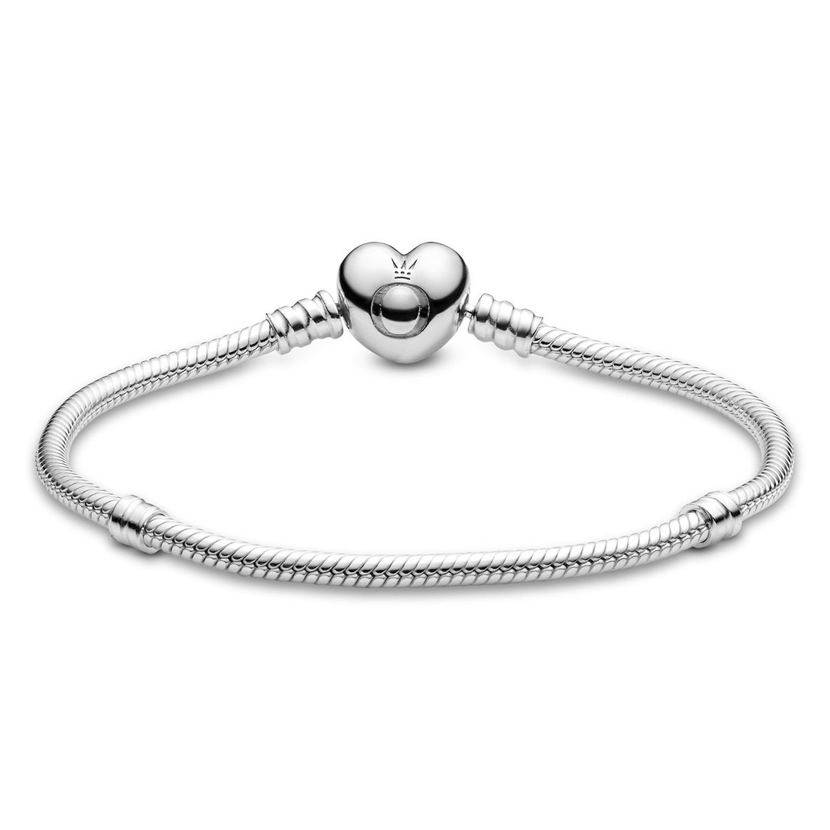 PANDORA - Brazalete Pandora Moments Cadena de Serpiente Cierre de Corazón Plata Esterlina