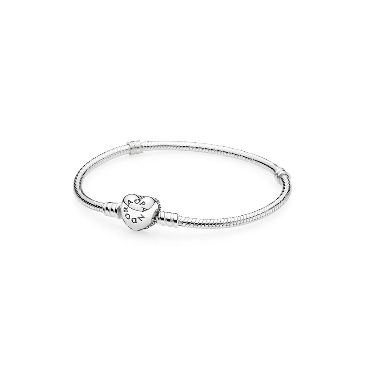 PANDORA - Brazalete Pandora con cierre de corazón en pavé Plata Esterlina