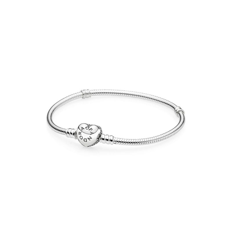 PANDORA - Brazalete Pandora con cierre de corazón en pavé Plata Esterlina