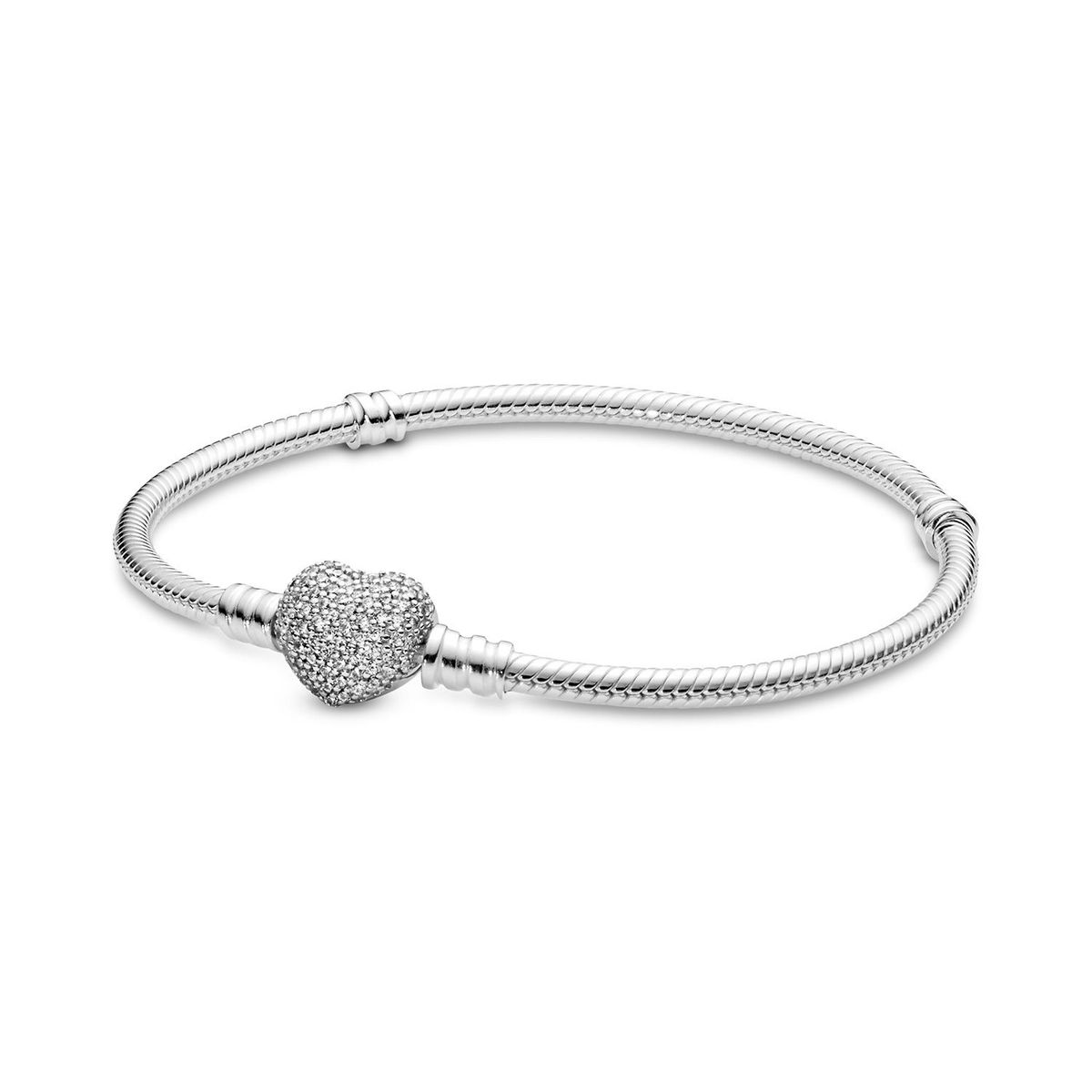PANDORA - Brazalete Pandora con cierre de corazón en pavé Plata Esterlina