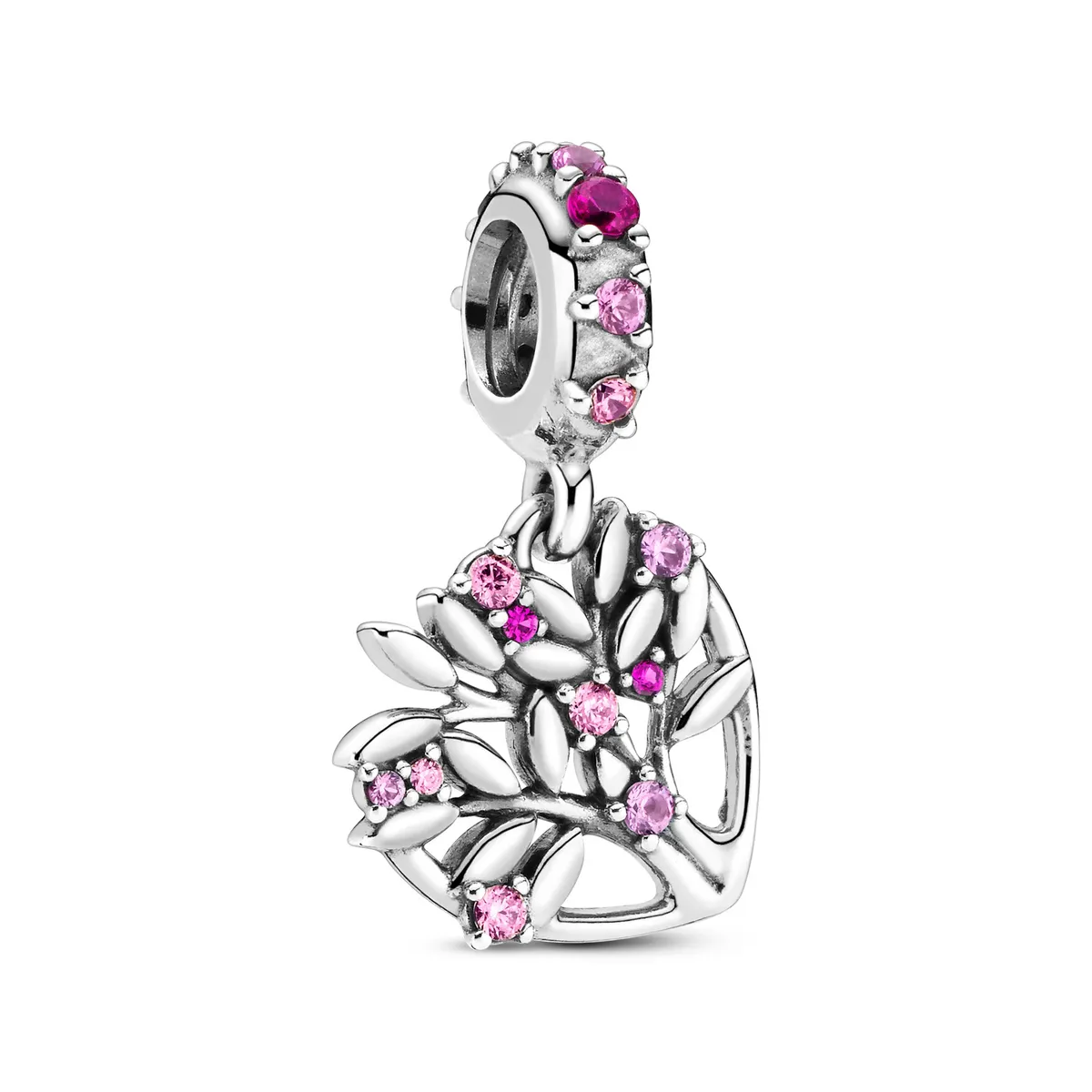 PANDORA - Charm Pandora Árbol Genealógico de Corazón Rosa Plata Esterlina