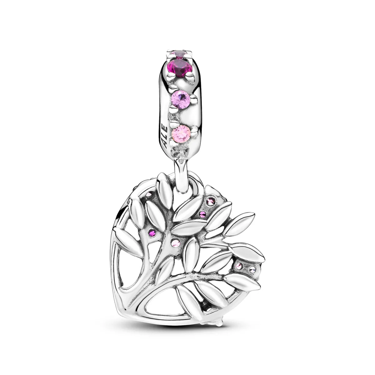 PANDORA - Charm Pandora Árbol Genealógico de Corazón Rosa Plata Esterlina