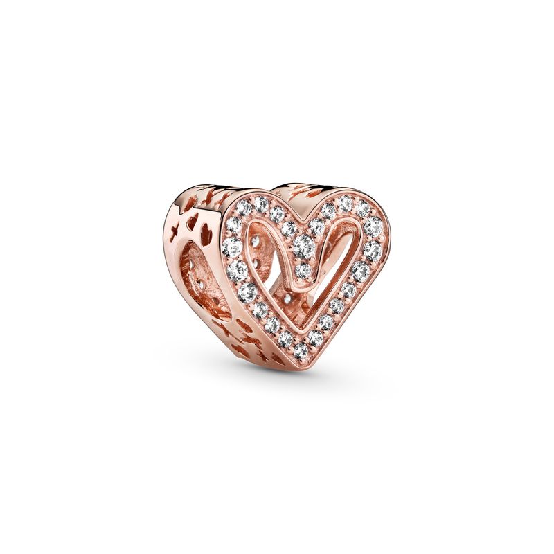 PANDORA - Charm Pandora Boceto de Corazón Brillante Recubrimiento en Oro Rosa