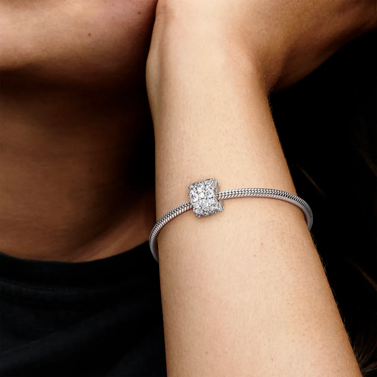 PANDORA - Charm Pandora Brillante Transparente Plata Esterlina