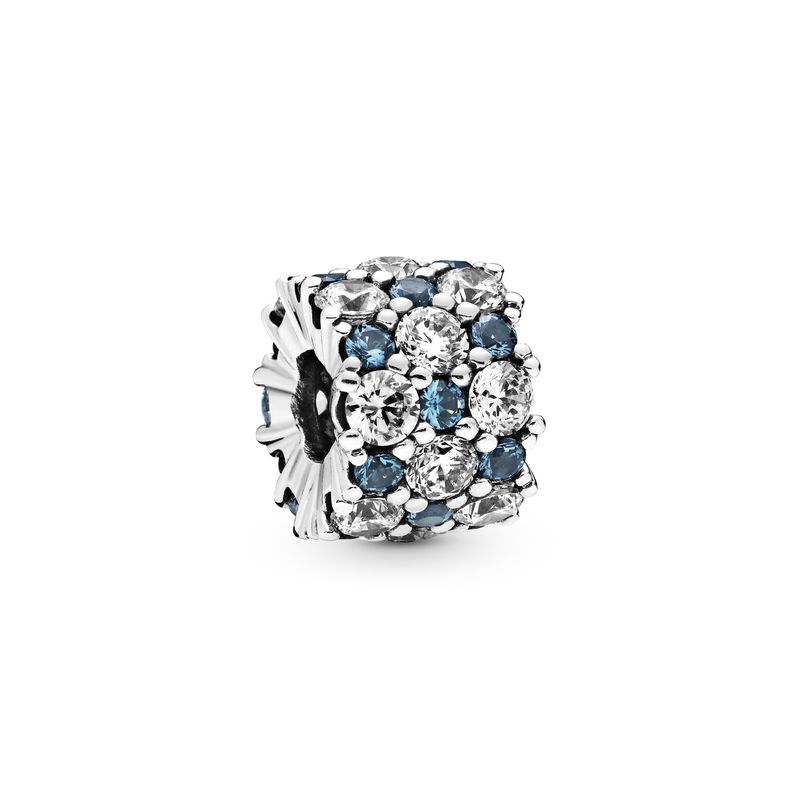 PANDORA - Charm Pandora Brillos Transparentes y Azules Plata Esterlina