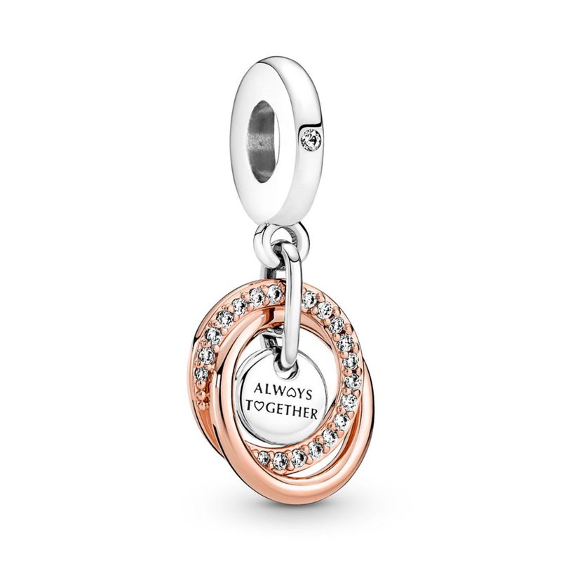 PANDORA - Charm Pandora Círculo Familiar Siempre Plata Esterlina y Recubrimiento en Oro Rosa