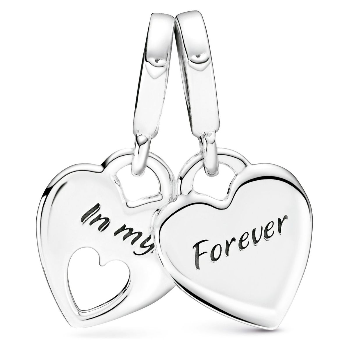 PANDORA - Charm Pandora Doble Corazón Dividido Plata Esterlina