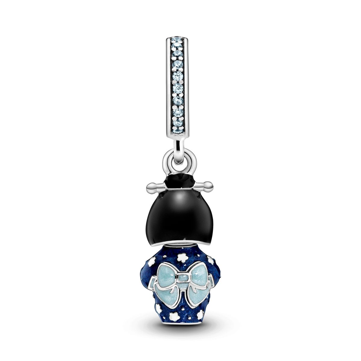 PANDORA - Charm Pandora Muñeca Japonesa con Kimono Azul Plata Esterlina