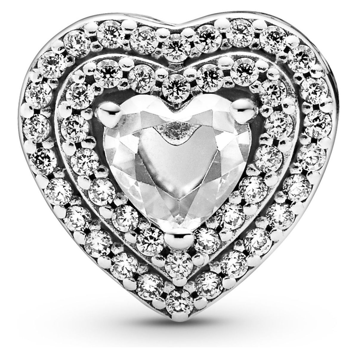 PANDORA - Charm Pandora Corazones Brillantes Nivelados Plata Esterlina