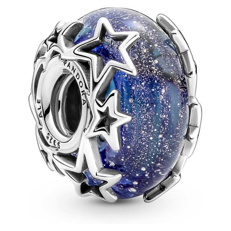PANDORA - Charm Pandora Cristal de Murano Galaxia y Estrellas Plata Esterlina