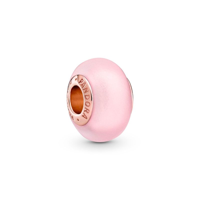 PANDORA - Charm Pandora Cristal de Murano Rosa Mate Recubrimiento en Oro Rosa