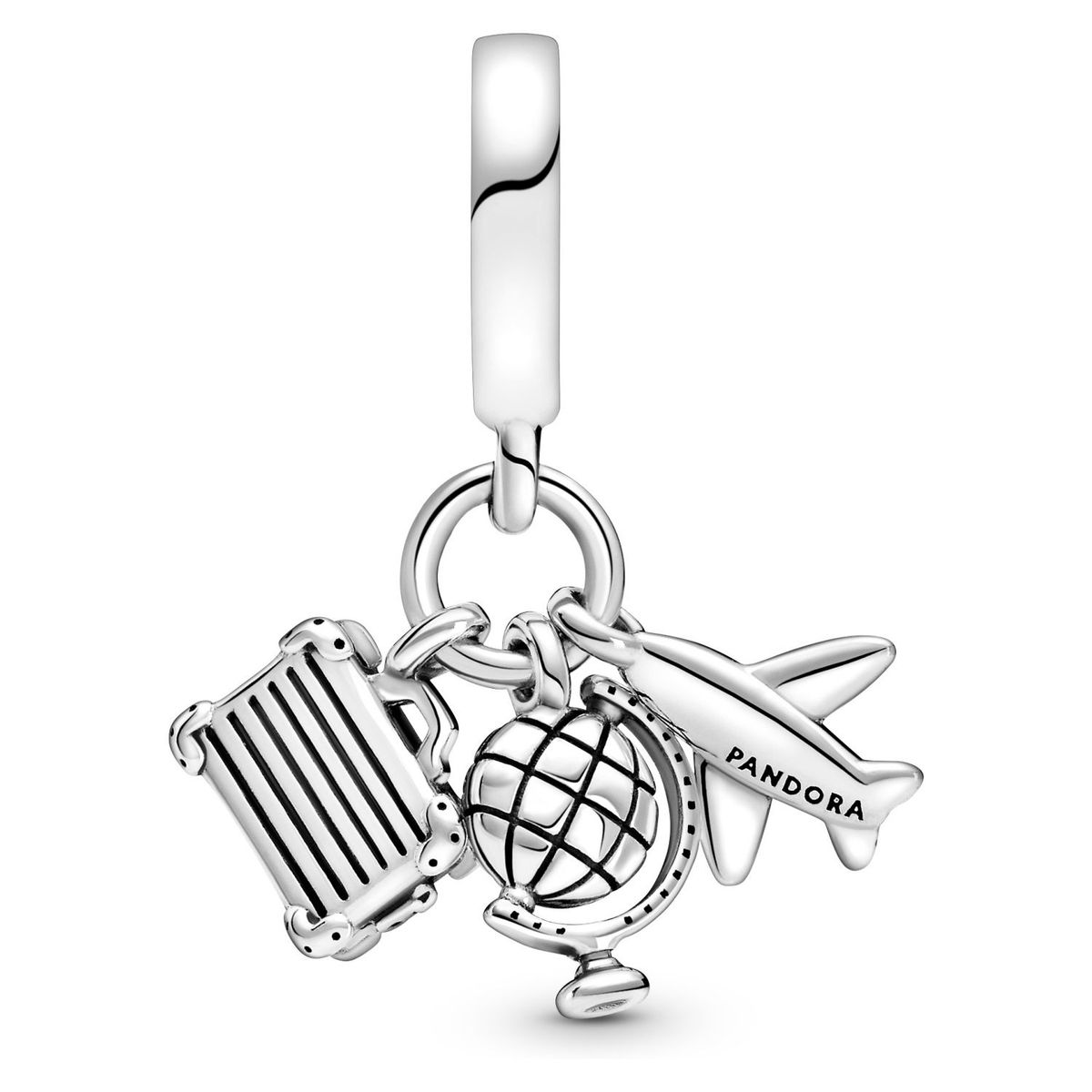 PANDORA - Charm Pandora Colgante Avión, Globo y Maleta Plata Esterlina