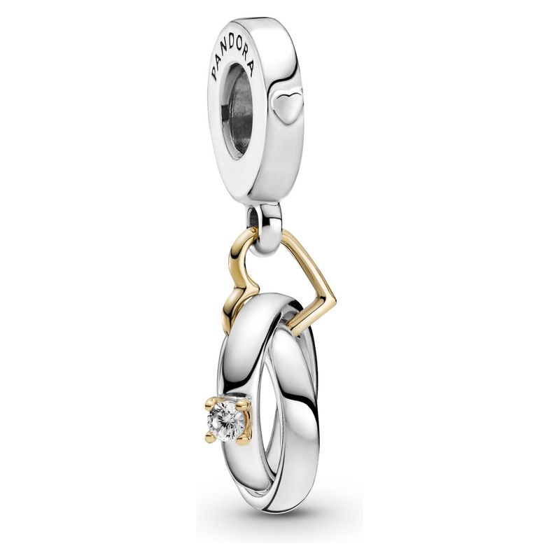 PANDORA - Charm Pandora Anillos de Boda Plata Esterlina y Recubrimiento en Oro 