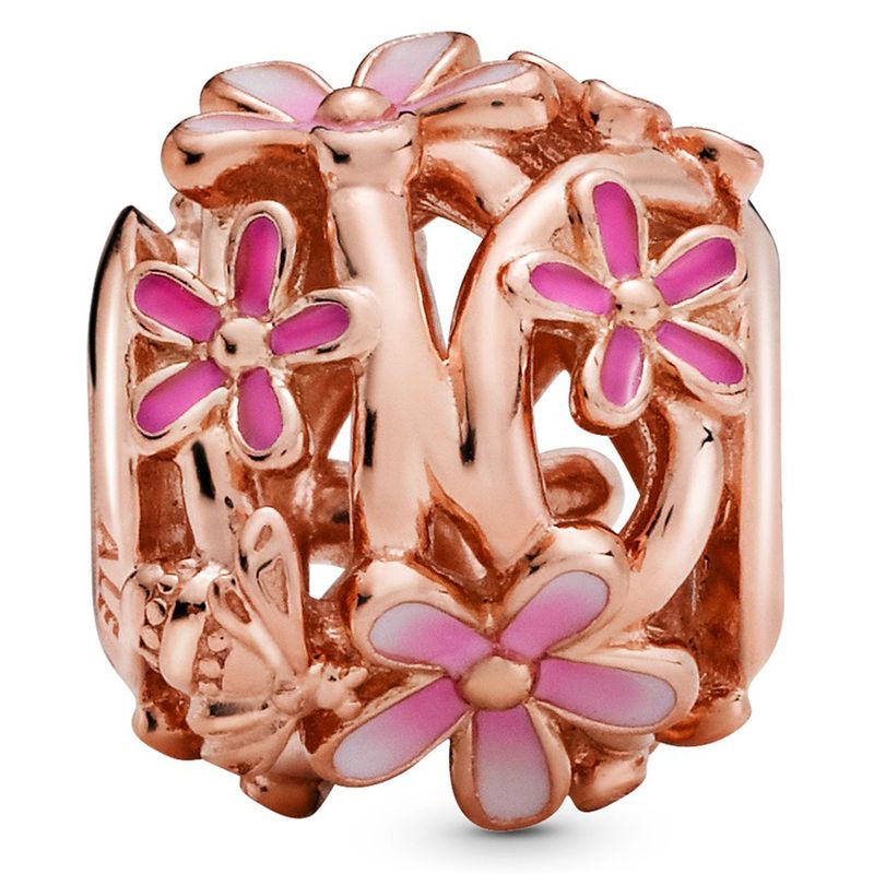 PANDORA - Charm Pandora Margarita Rosa Openwork Recubrimiento en Oro Rosa