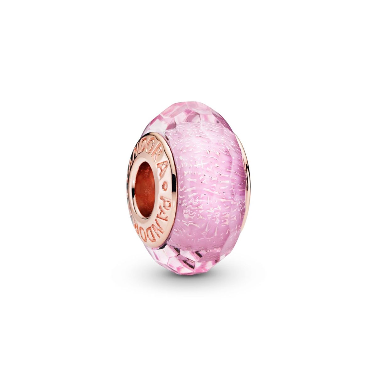 PANDORA - Charm Pandora Cristal de Murano Rosa Recubrimiento en Oro Rosa