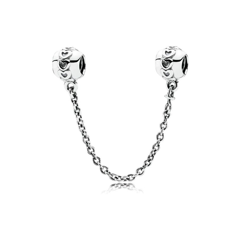 PANDORA - Cadena de seguridad Pandora Corazones Eternos Plata Esterlina